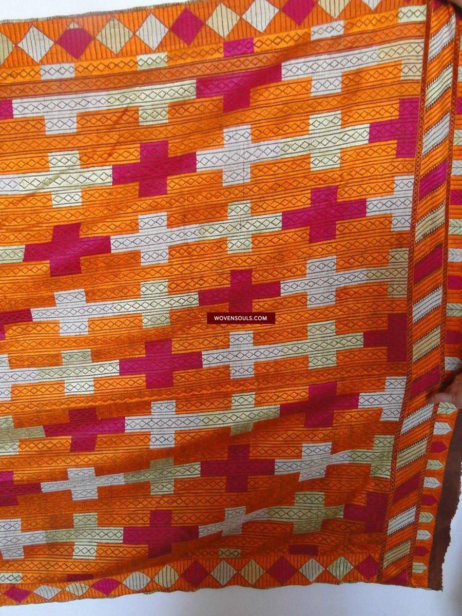 610 SOLD Old Phulkari Bagh Textile with Belan Motif-WOVENSOULS-Antique-Vintage-Textiles-Art-Decor