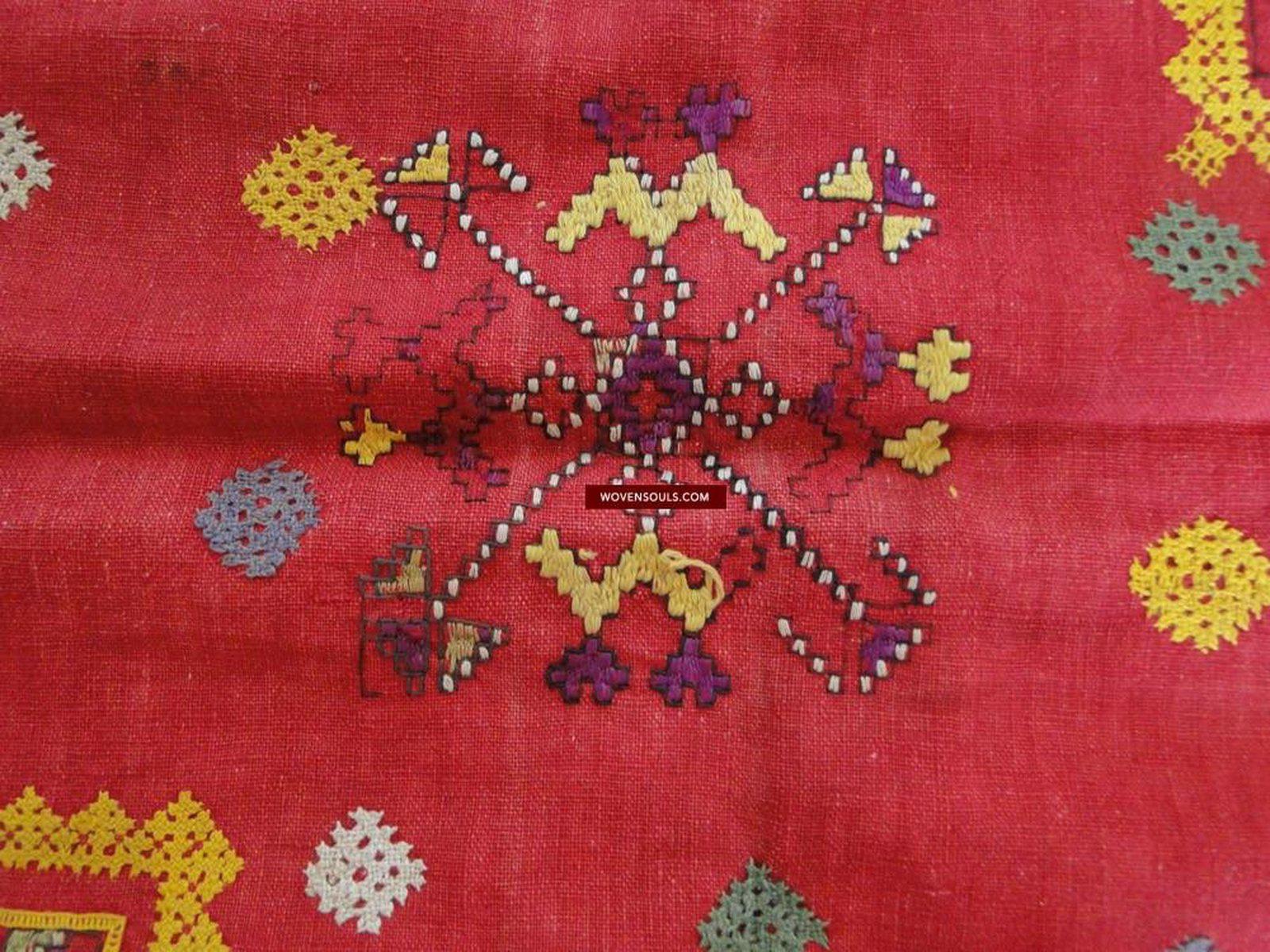 611 Superfine Antique Embroidery Pillow Case cover from Rajasthan / Sind / Sindh-WOVENSOULS-Antique-Vintage-Textiles-Art-Decor