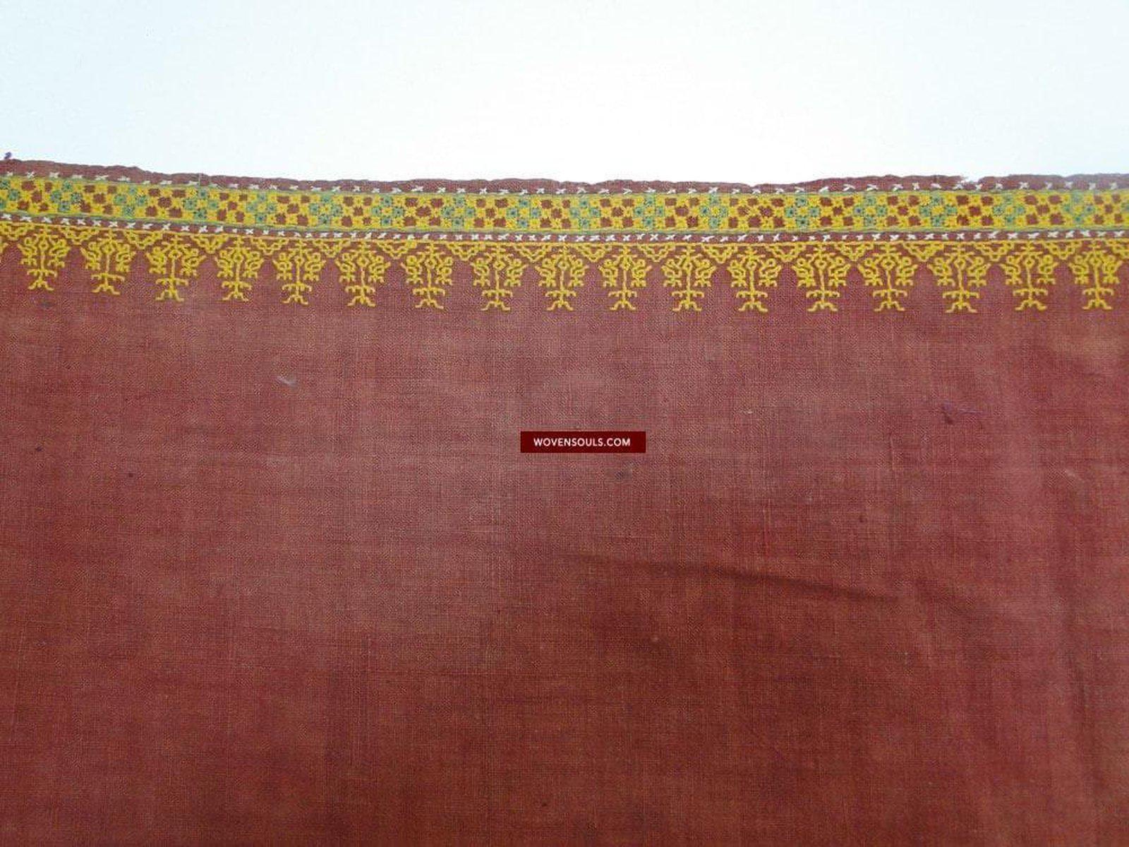 613 Old Rajasthan Wedding Shawl with - Palindrome - Double Sided Embroidery Rajasthan-WOVENSOULS-Antique-Vintage-Textiles-Art-Decor