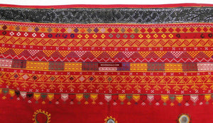 615 Old Rajasthan Odhana with Embroidery and Mirrorwork on handspun Cotton-WOVENSOULS-Antique-Vintage-Textiles-Art-Decor