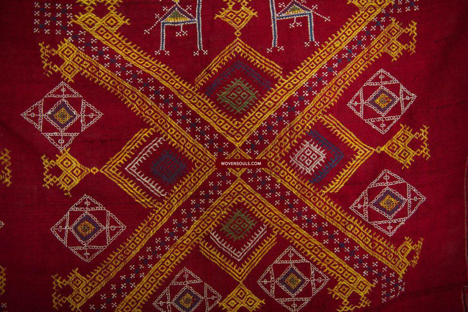 617 Old Wool Shekhawati Bishnoi Wedding Shawl Indian Textile Rajasthan-WOVENSOULS-Antique-Vintage-Textiles-Art-Decor