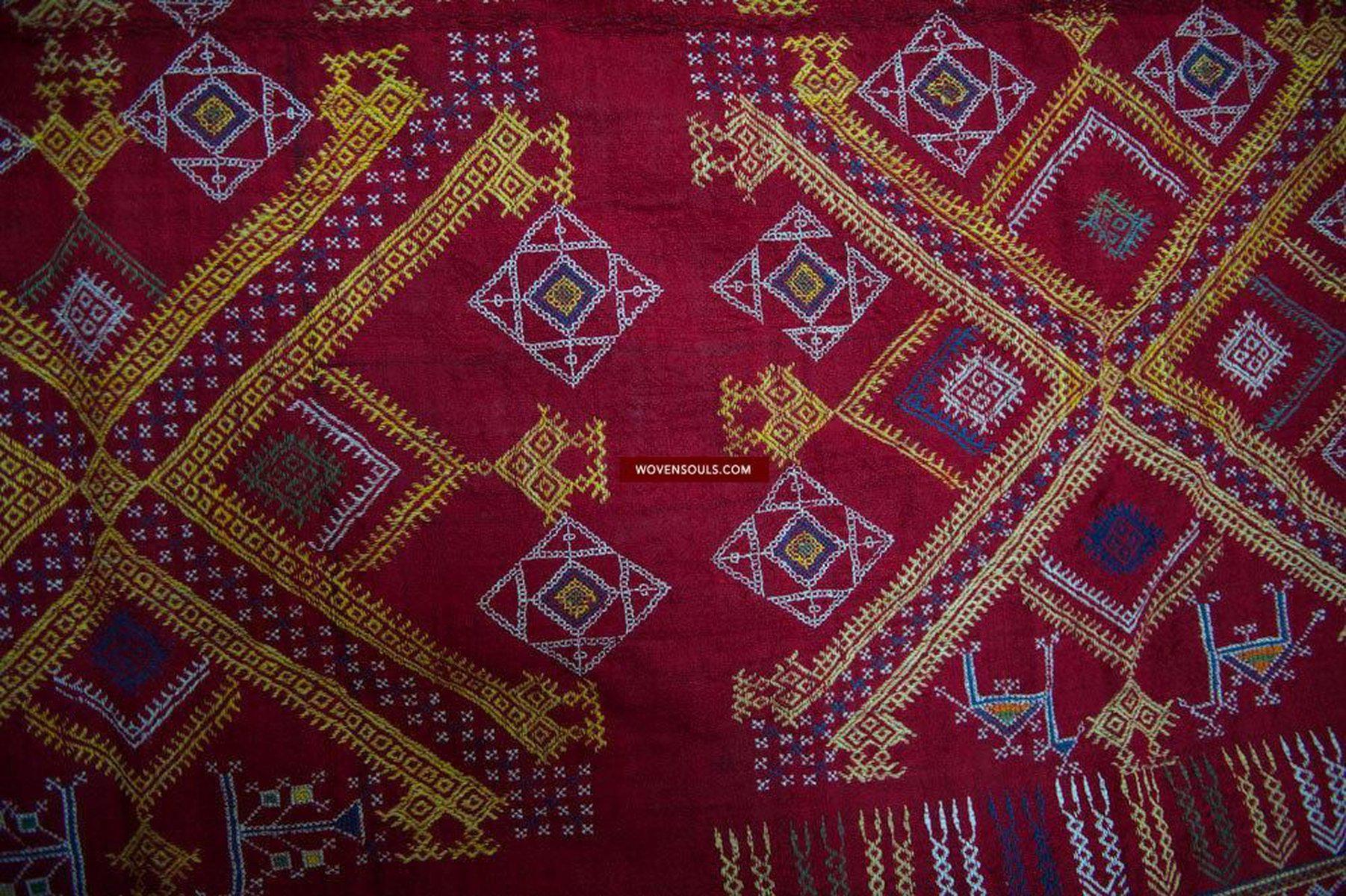 617 Old Wool Shekhawati Bishnoi Wedding Shawl Indian Textile Rajasthan-WOVENSOULS-Antique-Vintage-Textiles-Art-Decor