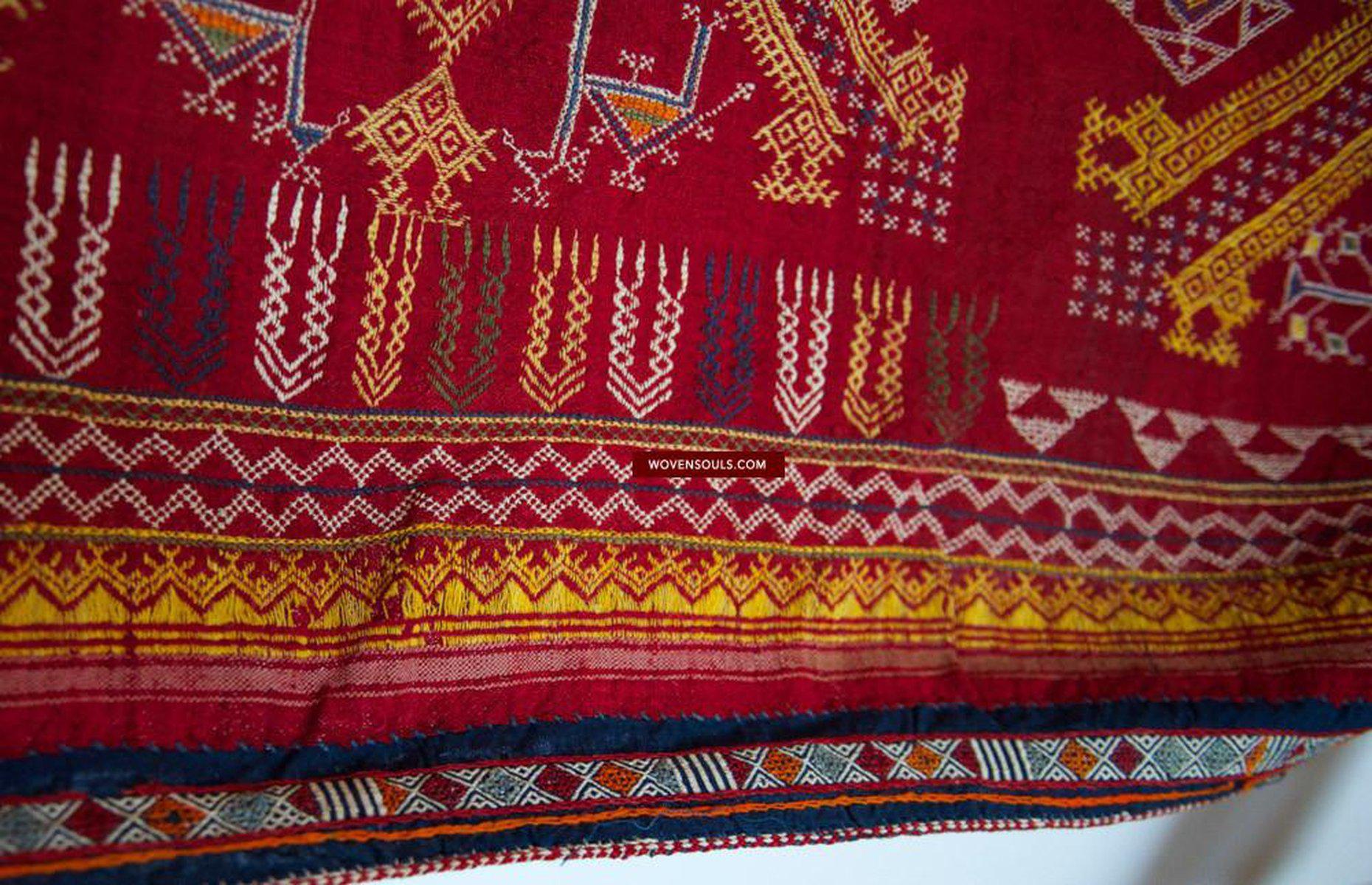 617 Old Wool Shekhawati Bishnoi Wedding Shawl Indian Textile Rajasthan-WOVENSOULS-Antique-Vintage-Textiles-Art-Decor