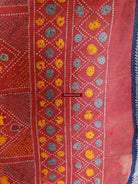 619 Old Cotton Bishnoi Wedding Shawl with Tie-Dye-effect Embroidery-WOVENSOULS-Antique-Vintage-Textiles-Art-Decor