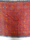 619 Old Cotton Bishnoi Wedding Shawl with Tie-Dye-effect Embroidery-WOVENSOULS-Antique-Vintage-Textiles-Art-Decor