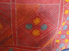 619 Old Cotton Bishnoi Wedding Shawl with Tie-Dye-effect Embroidery-WOVENSOULS-Antique-Vintage-Textiles-Art-Decor