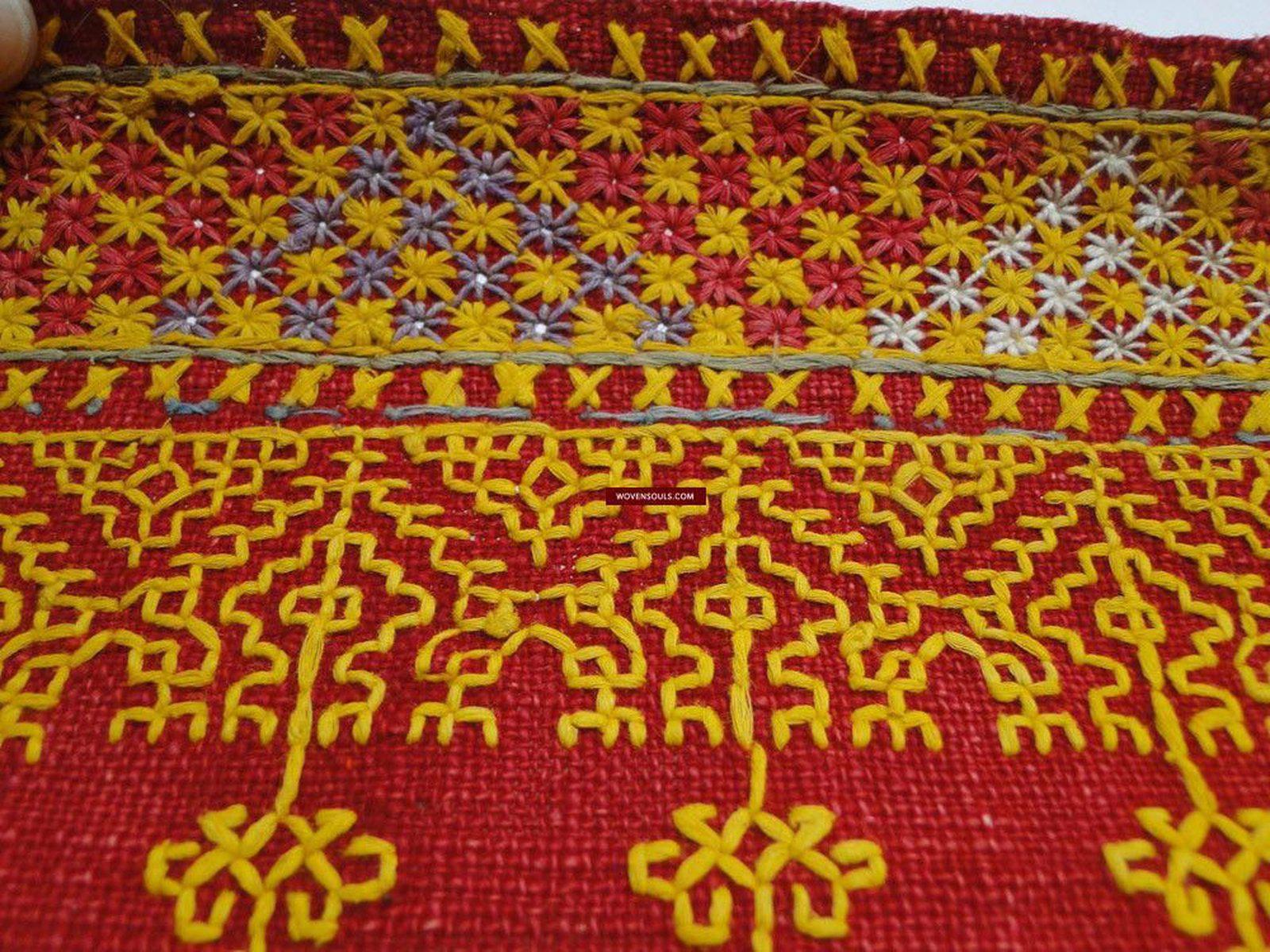 620 Old Rajasthan Shawl TExtile Art double sided embroidery-WOVENSOULS-Antique-Vintage-Textiles-Art-Decor