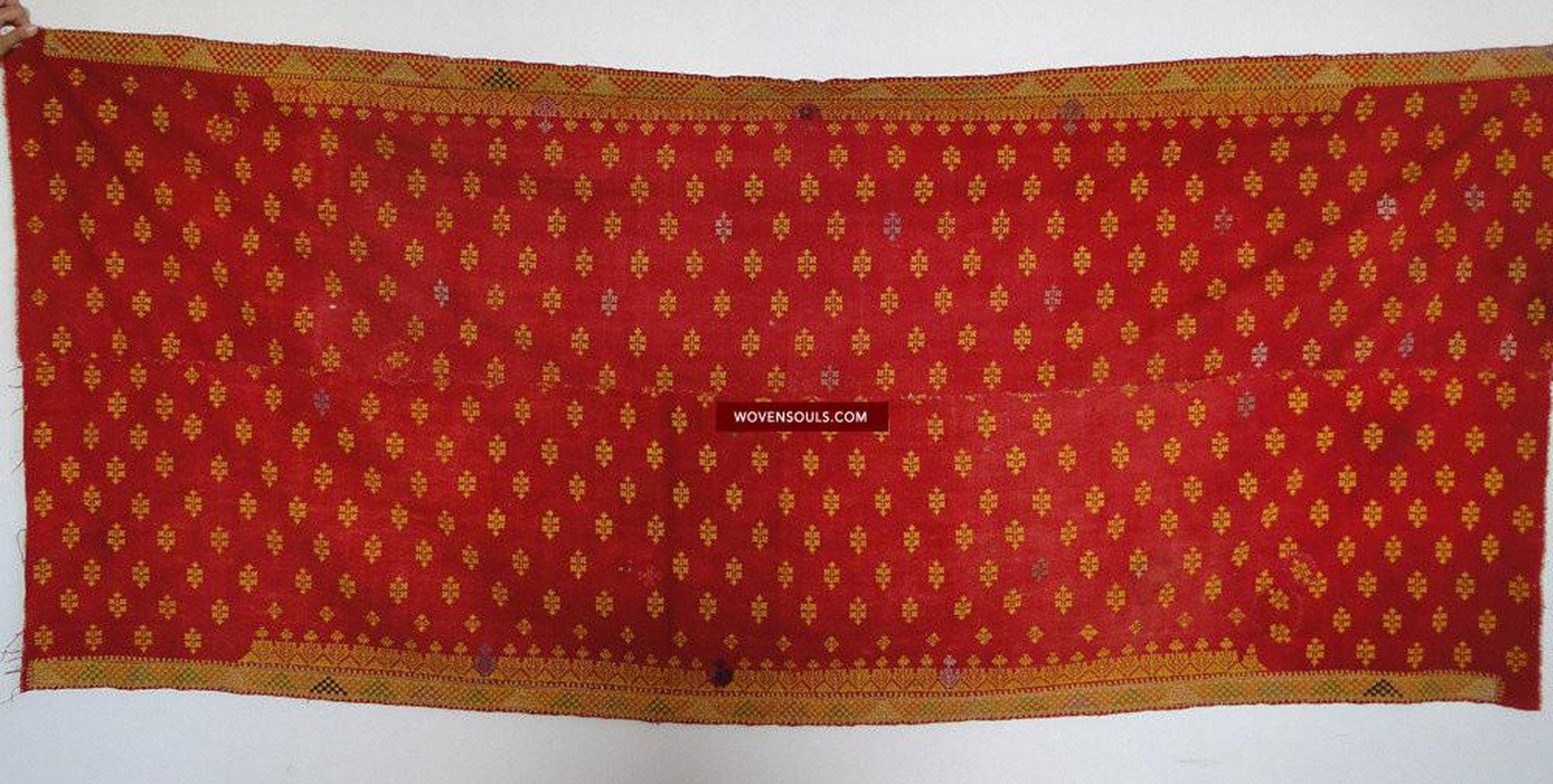 620 Old Rajasthan Shawl TExtile Art double sided embroidery-WOVENSOULS-Antique-Vintage-Textiles-Art-Decor