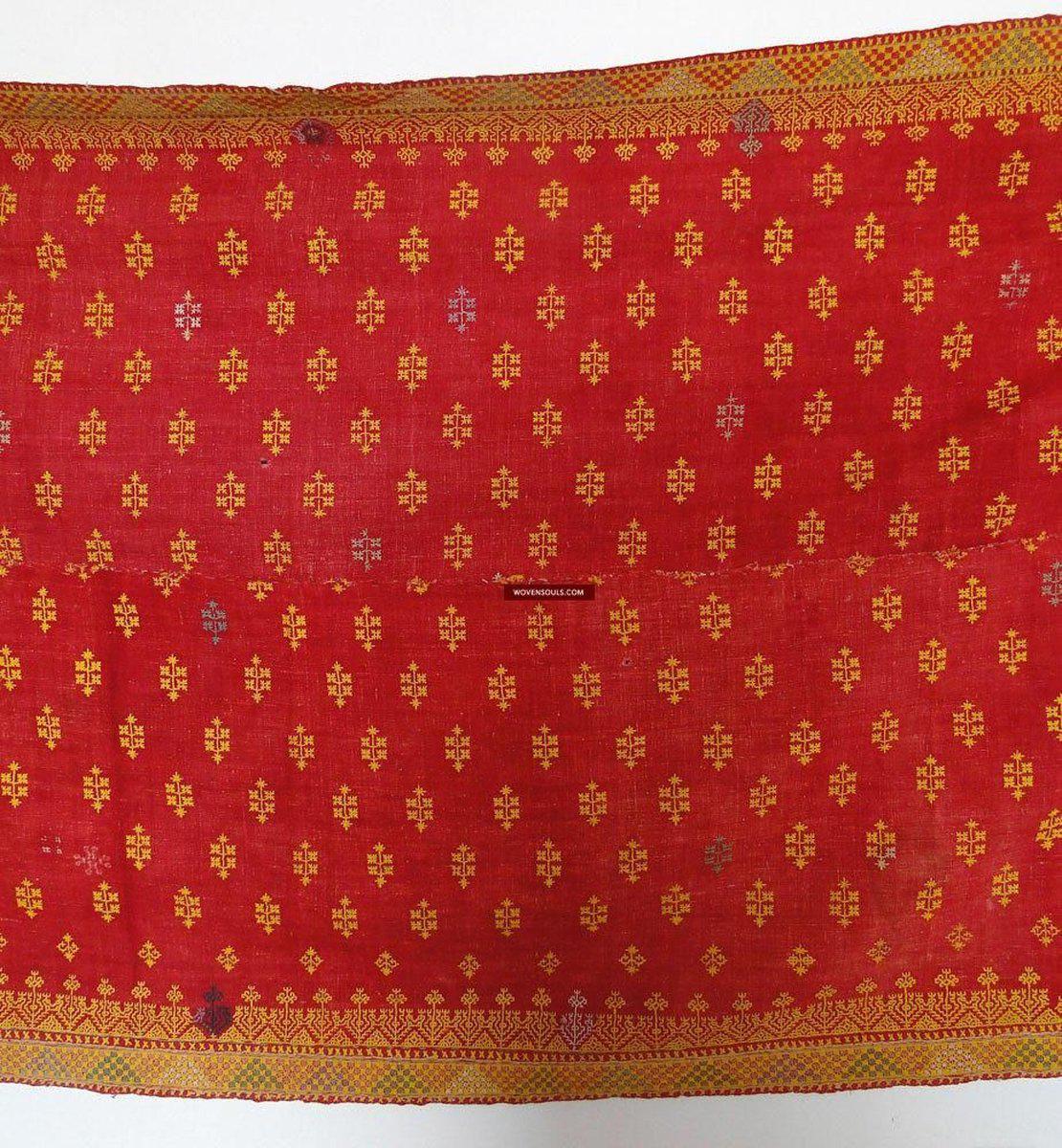 620 Old Rajasthan Shawl TExtile Art double sided embroidery-WOVENSOULS-Antique-Vintage-Textiles-Art-Decor