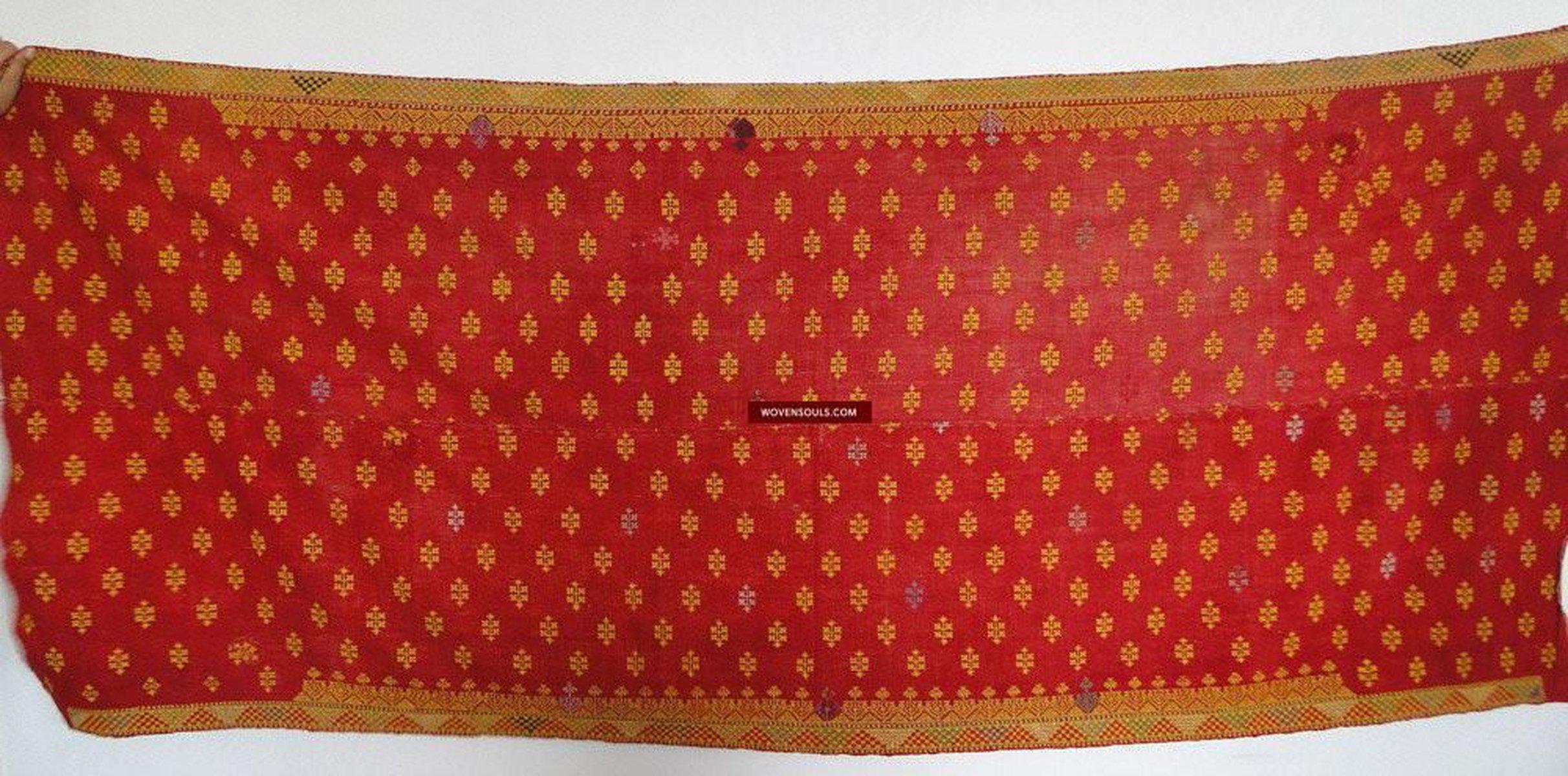 620 Old Rajasthan Shawl TExtile Art double sided embroidery-WOVENSOULS-Antique-Vintage-Textiles-Art-Decor