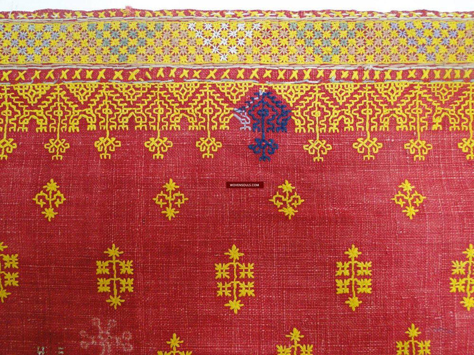 620 Old Rajasthan Shawl TExtile Art double sided embroidery-WOVENSOULS-Antique-Vintage-Textiles-Art-Decor