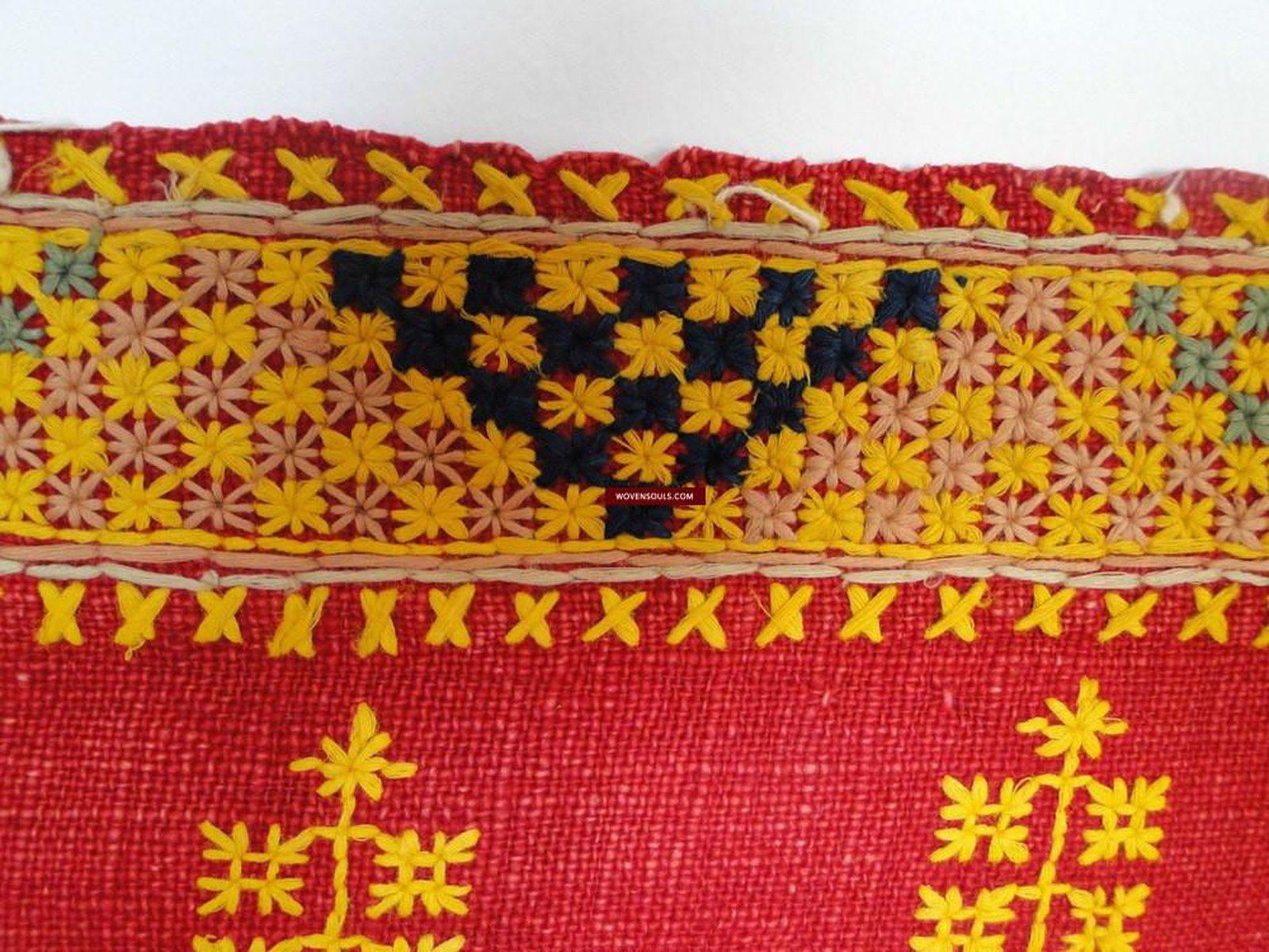 620 Old Rajasthan Shawl TExtile Art double sided embroidery-WOVENSOULS-Antique-Vintage-Textiles-Art-Decor