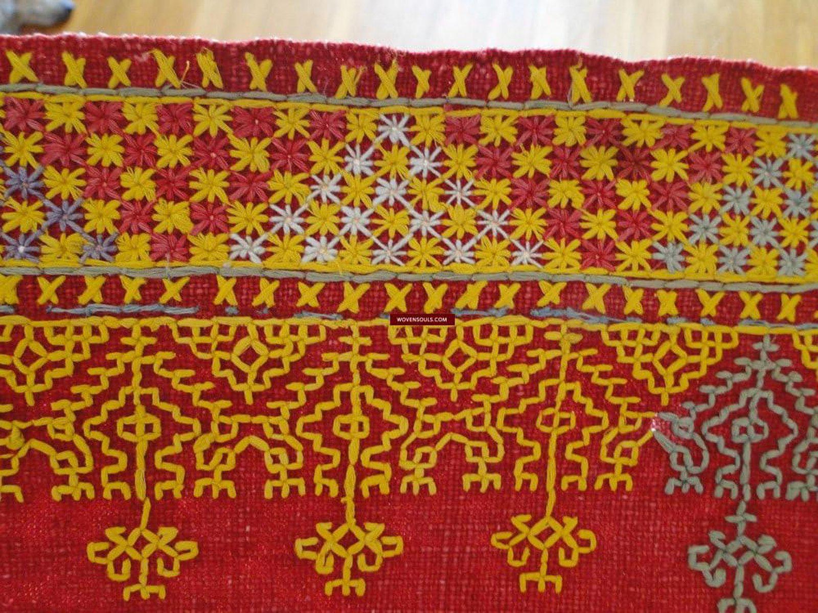 620 Old Rajasthan Shawl TExtile Art double sided embroidery-WOVENSOULS-Antique-Vintage-Textiles-Art-Decor