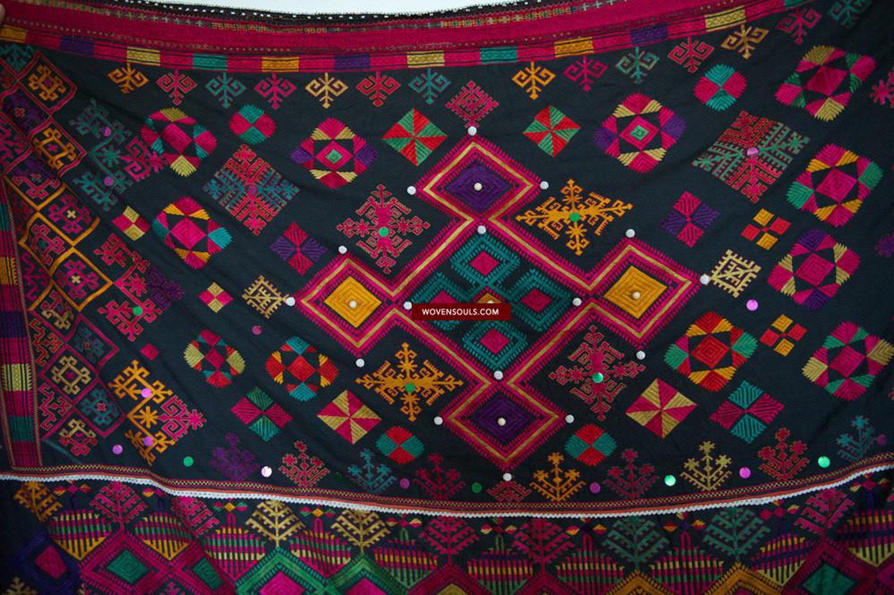 622 Vintage Kohistan Wedding Shawl with Embroidery-WOVENSOULS-Antique-Vintage-Textiles-Art-Decor