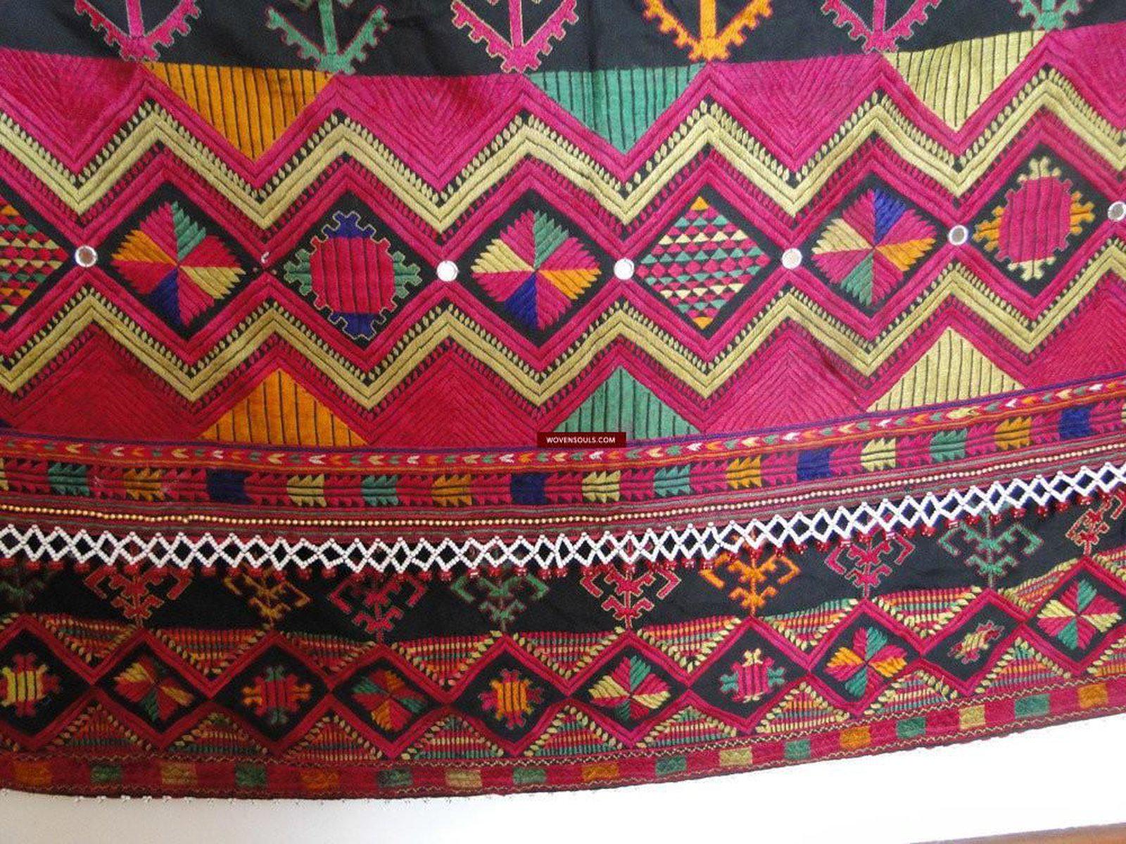 623 Semi Antique Kohistan Shawl Textile Art Embroidery-WOVENSOULS-Antique-Vintage-Textiles-Art-Decor