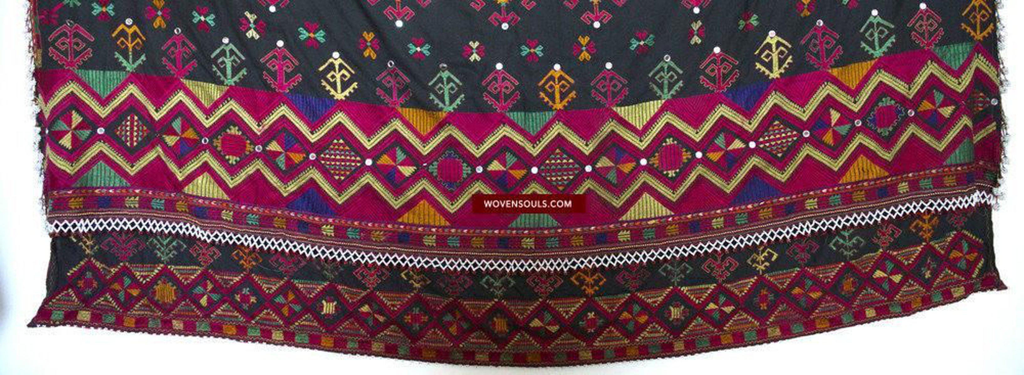 623 Semi Antique Kohistan Shawl Textile Art Embroidery-WOVENSOULS-Antique-Vintage-Textiles-Art-Decor