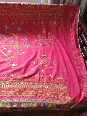 654 Old Wedding Odhana Shawl Rajasthan Indian Textile Art - Capolavoro