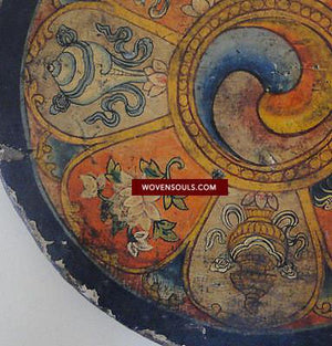 659B Antique Gold Illuminated Buddhist Thangka Mandala Art on Wood-WOVENSOULS-Antique-Vintage-Textiles-Art-Decor