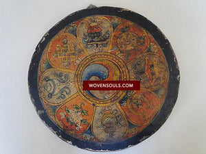 659B Antique Gold Illuminated Buddhist Thangka Mandala Art on Wood-WOVENSOULS-Antique-Vintage-Textiles-Art-Decor