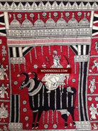 682 Semi-Antique Mata Ni Pachedi Hand Painted Block Printed Kalamkari Textile Art-WOVENSOULS-Antique-Vintage-Textiles-Art-Decor