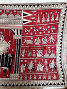 682 Semi-Antique Mata Ni Pachedi Hand Painted Block Printed Kalamkari Textile Art-WOVENSOULS-Antique-Vintage-Textiles-Art-Decor