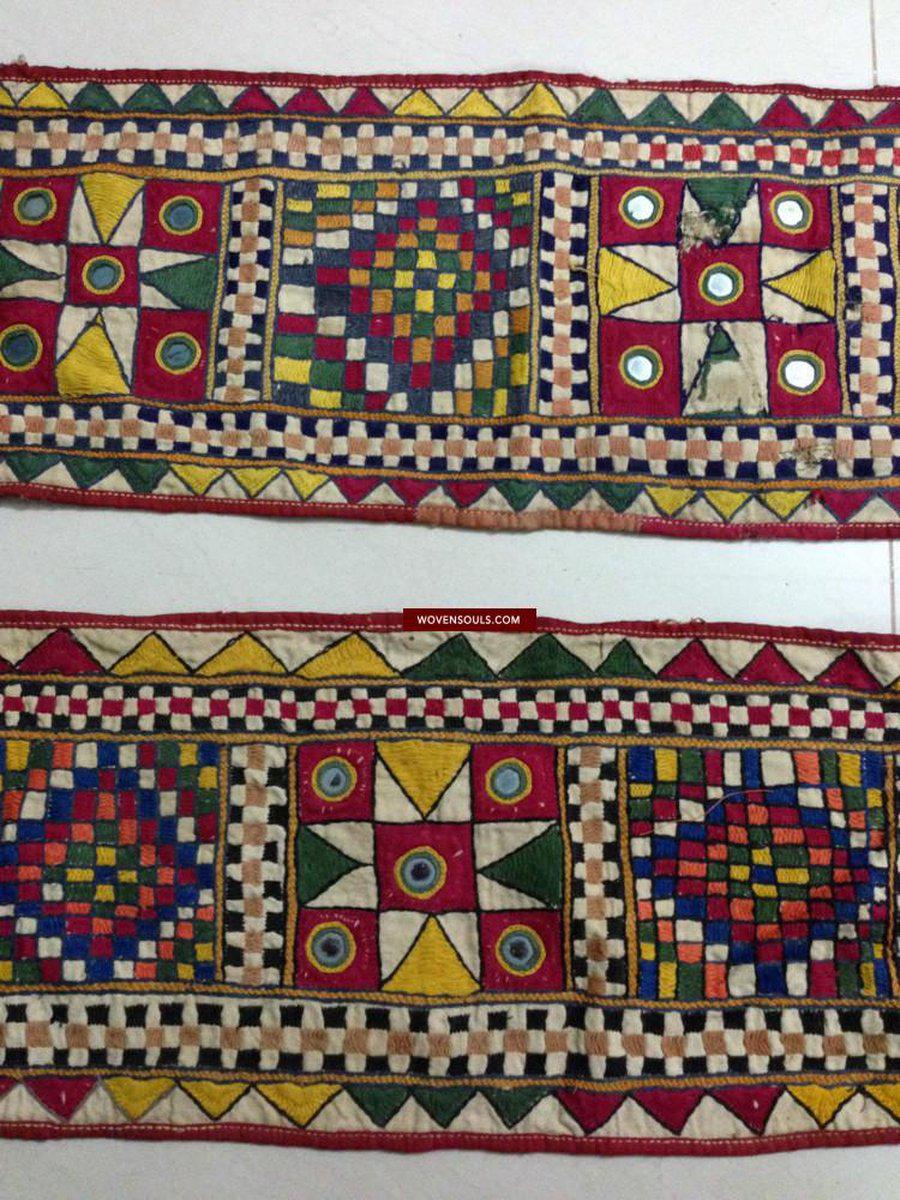695 Vintage Gujarat Stickerei - Indische Textilkunst für Wanddekoration-WOVENSOULS-Antike-Vintage-Textilien-Kunst-Dekor