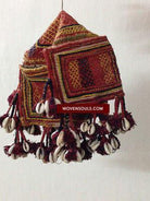 697 OLD BANJARA SPICE STORAGE TEXTILE BAG WITH COWRIES - RARE UNUSUAL FORM-WOVENSOULS-Antique-Vintage-Textiles-Art-Decor