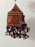 697 OLD BANJARA SPICE STORAGE TEXTILE BAG WITH COWRIES - RARE UNUSUAL FORM-WOVENSOULS-Antique-Vintage-Textiles-Art-Decor