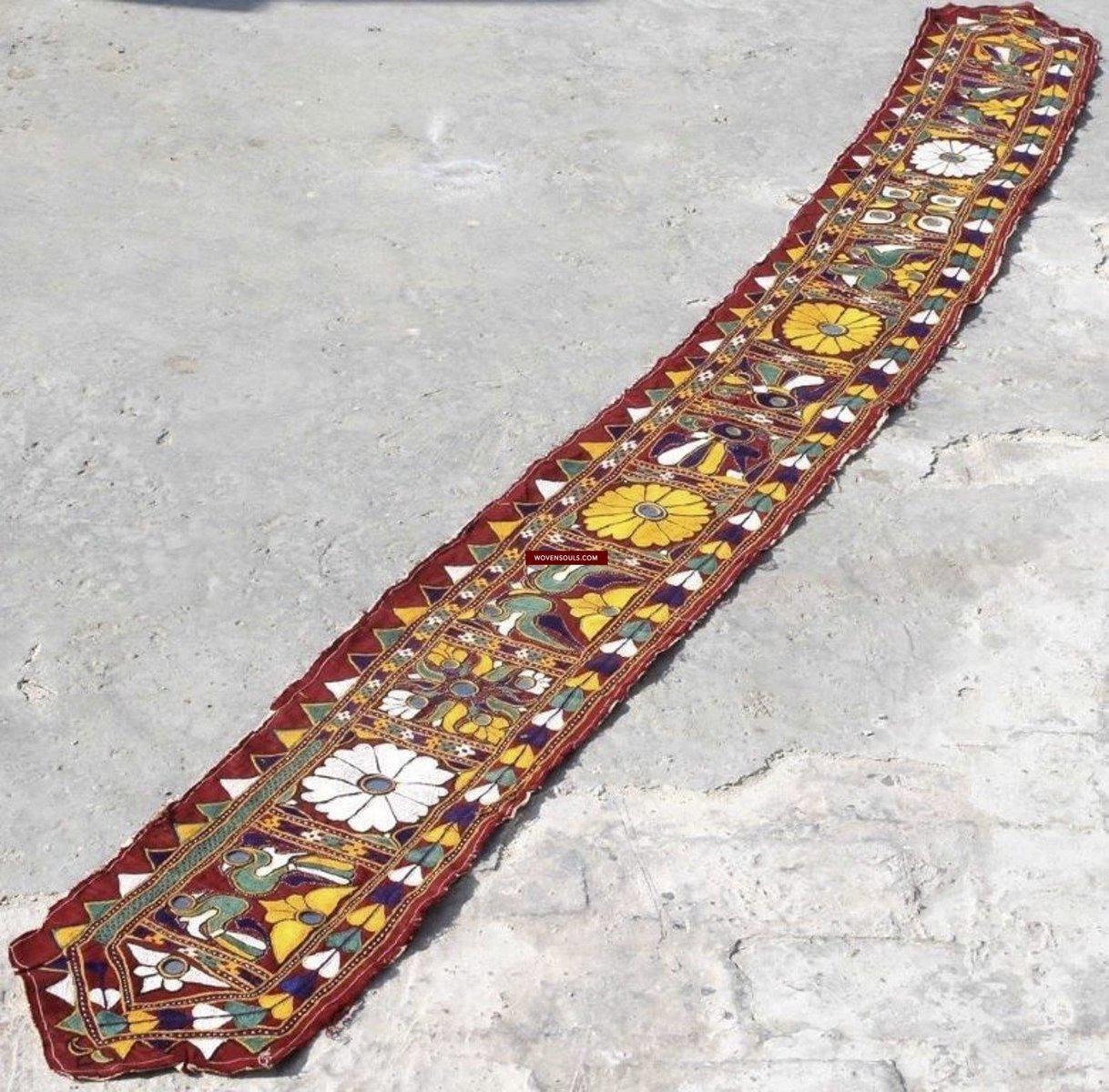 725 SOLD Long Vintage Embroidery Panel from Gujarat-WOVENSOULS-Antique-Vintage-Textiles-Art-Decor