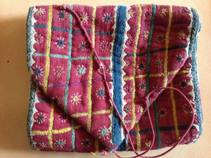 759 Old Banjara Handwoven Cotton Pouch with Embroidery-WOVENSOULS-Antique-Vintage-Textiles-Art-Decor