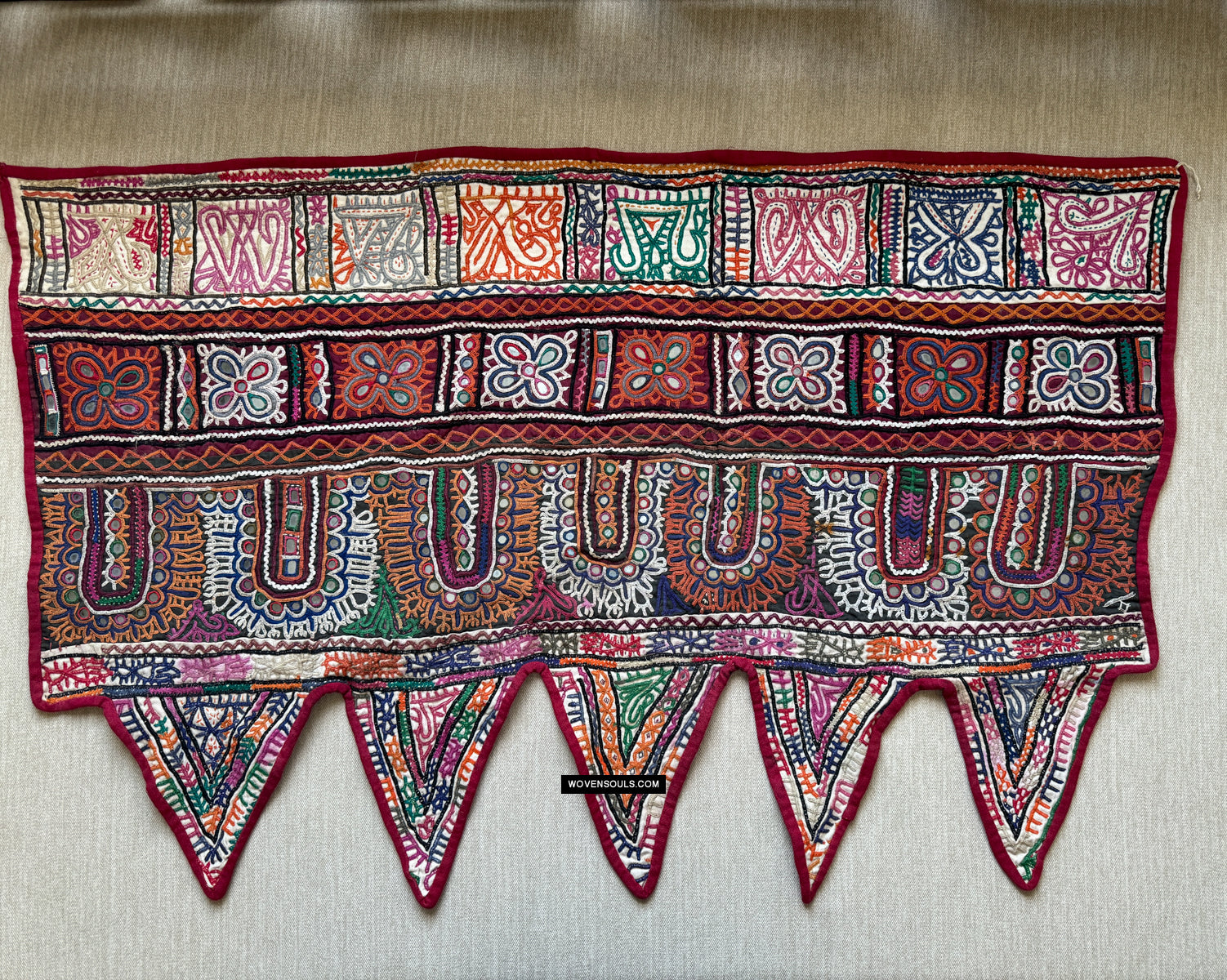 760 Goa Inventar Vintage Toran für Tür - Vintage Rabari Stickereien Dekor Textilkunst aus Gujarat