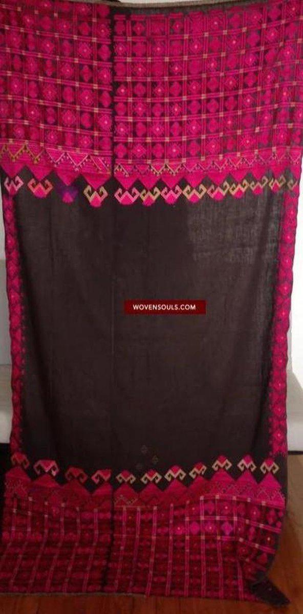 768 Semi-antique Swat Black Shawl-WOVENSOULS-Antique-Vintage-Textiles-Art-Decor