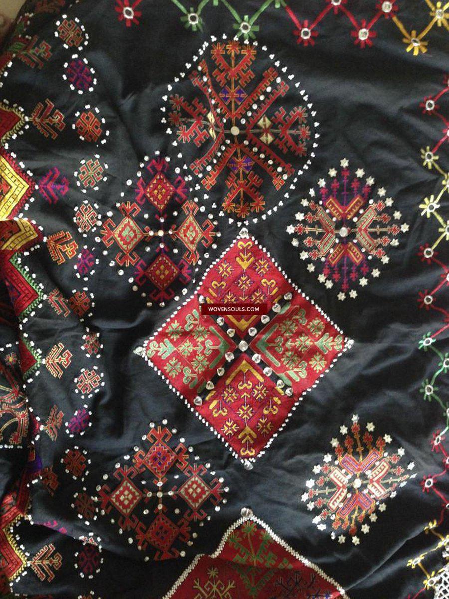 771 SOLD Vintage Kohistan Wedding Shawl with superfine Abbasi Embroidery-WOVENSOULS-Antique-Vintage-Textiles-Art-Decor