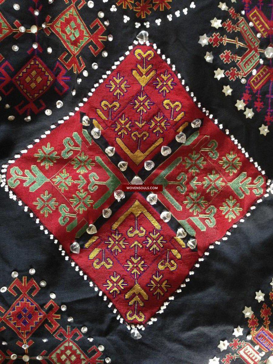 771 SOLD Vintage Kohistan Wedding Shawl with superfine Abbasi Embroidery-WOVENSOULS-Antique-Vintage-Textiles-Art-Decor