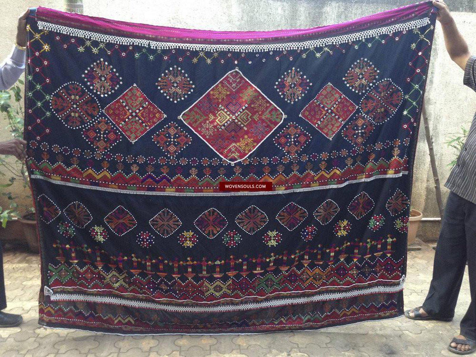 771 SOLD Vintage Kohistan Wedding Shawl with superfine Abbasi Embroidery-WOVENSOULS-Antique-Vintage-Textiles-Art-Decor