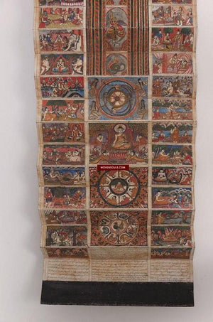 789 Antique Myanmar Painting - Scroll with Parables-WOVENSOULS-Antique-Vintage-Textiles-Art-Decor