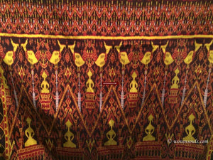 841 B - Fine Pedan Pidan Tie Dye Silk Ikat Temple Banner Wall Art from Cambodia-WOVENSOULS-Antique-Vintage-Textiles-Art-Decor