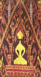 841 B - Fine Pedan Pidan Tie Dye Silk Ikat Temple Banner Wall Art from Cambodia-WOVENSOULS-Antique-Vintage-Textiles-Art-Decor