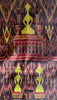 841 B - Fine Pedan Pidan Tie Dye Silk Ikat Temple Banner Arte de pared de Camboya