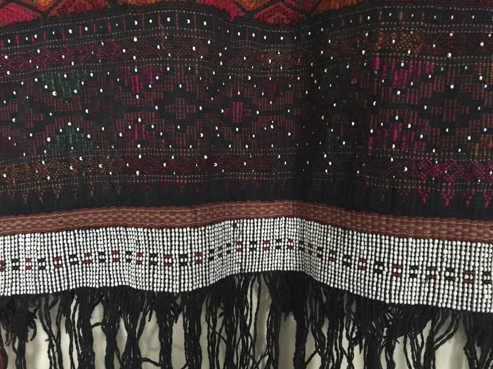 881 SOLD Vintage Batak Ulos - Beaded Shoulder Cloth of the Batak People-WOVENSOULS-Antique-Vintage-Textiles-Art-Decor