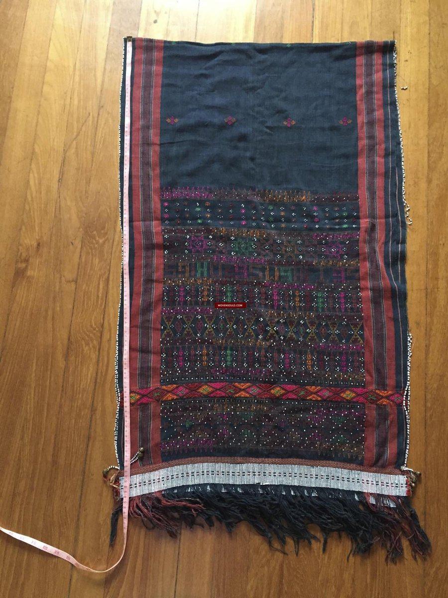 881 SOLD Vintage Batak Ulos - Beaded Shoulder Cloth of the Batak People-WOVENSOULS-Antique-Vintage-Textiles-Art-Decor