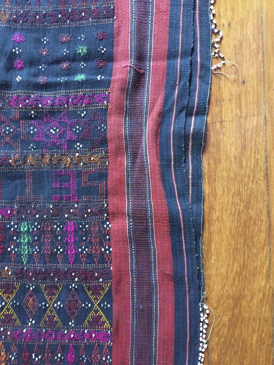 881 SOLD Vintage Batak Ulos - Beaded Shoulder Cloth of the Batak People-WOVENSOULS-Antique-Vintage-Textiles-Art-Decor