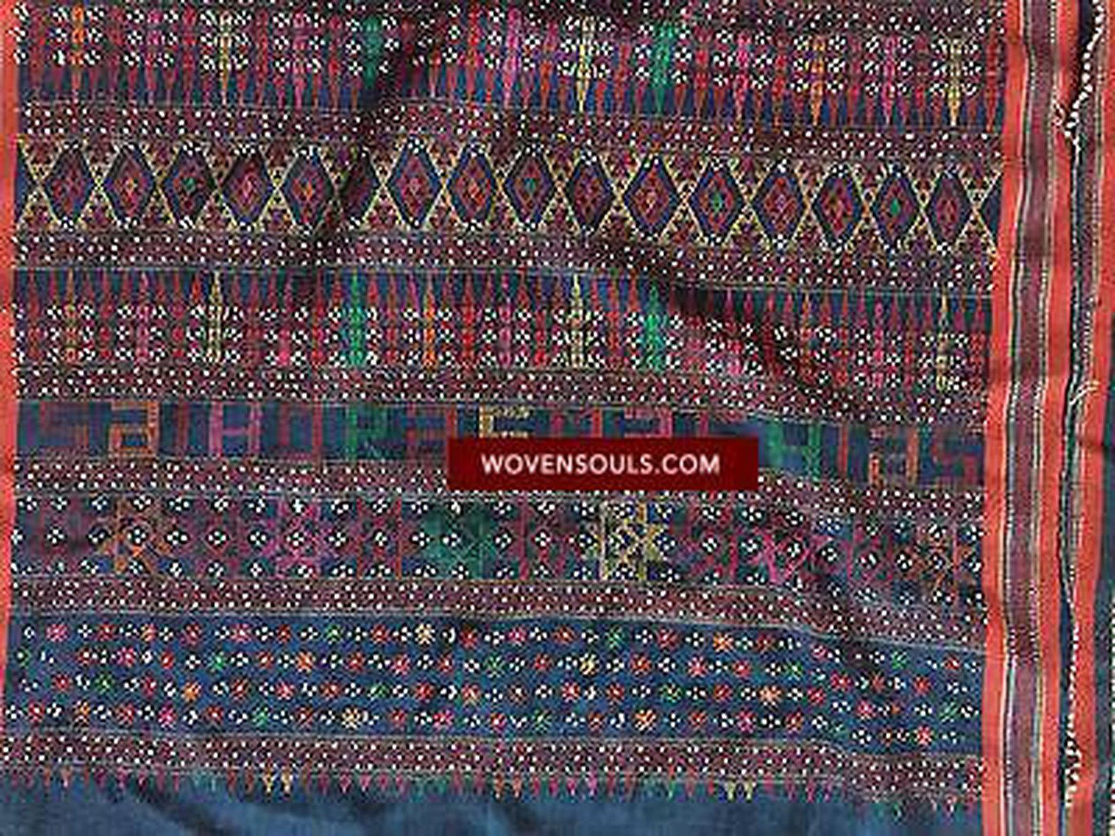 882 SOLD Rare Beaded Batak Shoulder Cloth Ulos-WOVENSOULS-Antique-Vintage-Textiles-Art-Decor