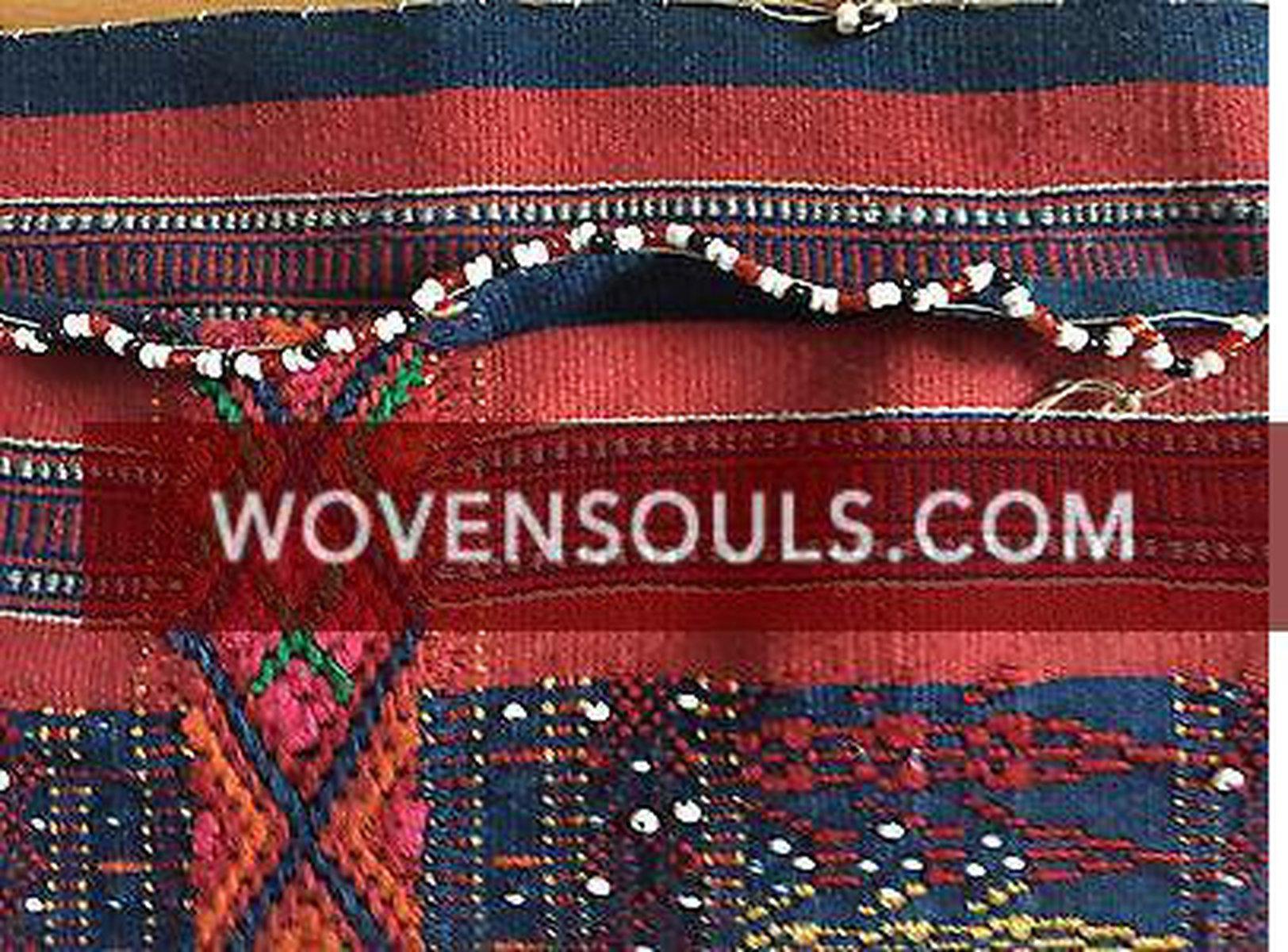 882 SOLD Rare Beaded Batak Shoulder Cloth Ulos-WOVENSOULS-Antique-Vintage-Textiles-Art-Decor