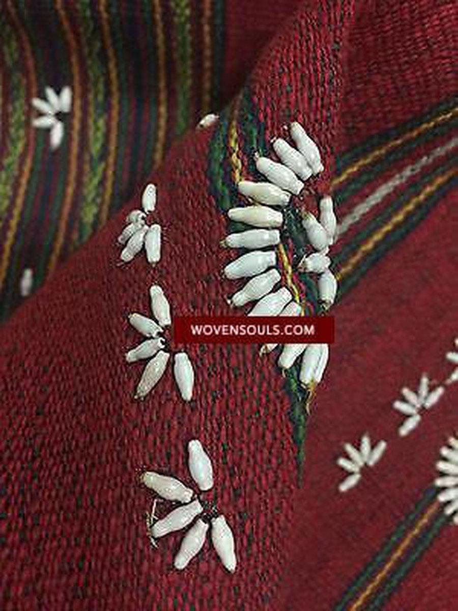 884 Rare Vintage Burmese Hilltribe Textile with Job's Tear Seeds-WOVENSOULS-Antique-Vintage-Textiles-Art-Decor