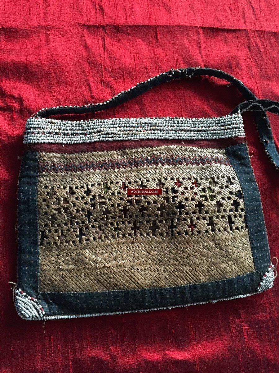 892 Antique Beaded Batak Woven Rattan Matted Bag-WOVENSOULS-Antique-Vintage-Textiles-Art-Decor