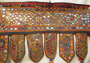 906 Vintage Mirror Embroidery Toran or Welcome Panel Gujarat - SOLD-WOVENSOULS-Antique-Vintage-Textiles-Art-Decor