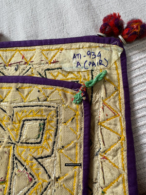 934 Vintage Pair - Rabari Embroidery Wall Decor Textile Art Chaakla