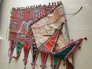 935 Long Kutch Toran - Vintage Rabari Embroidery Wall Decor Textile Art Gujarat-WOVENSOULS-Antique-Vintage-Textiles-Art-Decor
