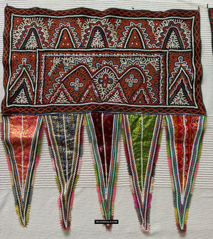 936 Pair Toran - Vintage Rabari Embroidery Wall Decor Textile Art - Kutch, Gujarat